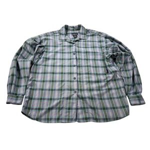 Patagonia Plaid Button‎ Down Long Sleeve Shirt Blue Green Women's Medium